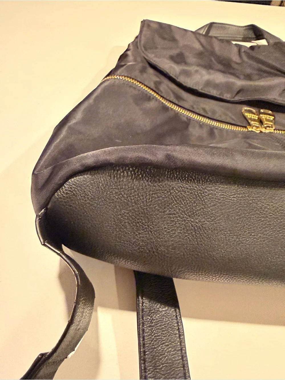 Steve Madden Bspencer Black Nylon Flap Backpack - Gold Hardware